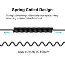 PULUZ 3.5mm TRRS Male to 8 Pin Male Live Microphone Audio Adapter Spring Coiled Cable for iPhone, Cable Stretching to 100cm(Black)