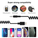 PULUZ 3.5mm TRRS Male to 8 Pin Male Live Microphone Audio Adapter Spring Coiled Cable for iPhone, Cable Stretching to 100cm(Black)