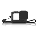 PULUZ for GoPro HERO10 Black / HERO9 Black Silicone Protective Case Cover with Wrist Strap & Lens Cover(Black)