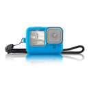 PULUZ for GoPro HERO10 Black / HERO9 Black Silicone Protective Case Cover with Wrist Strap & Lens Cover(Blue)