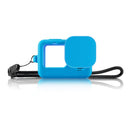 PULUZ for GoPro HERO10 Black / HERO9 Black Silicone Protective Case Cover with Wrist Strap & Lens Cover(Blue)