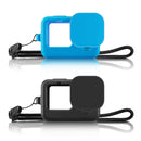 PULUZ for GoPro HERO10 Black / HERO9 Black Silicone Protective Case Cover with Wrist Strap & Lens Cover(Blue)