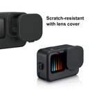 PULUZ for GoPro HERO10 Black / HERO9 Black Silicone Protective Case + POM Side Interface Cover with Wrist Strap & Lens Cover (Black)