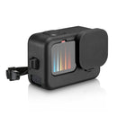 PULUZ for GoPro HERO10 Black / HERO9 Black Silicone Protective Case + POM Side Interface Cover with Wrist Strap & Lens Cover (Black)