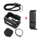 PULUZ for GoPro HERO10 Black / HERO9 Black Silicone Protective Case + POM Side Interface Cover with Wrist Strap & Lens Cover (Black)