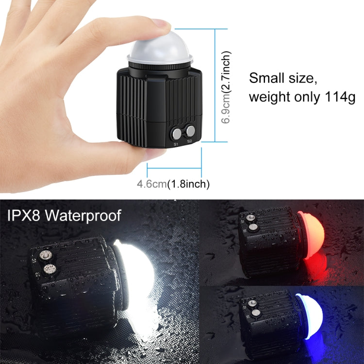 PULUZ 60m Underwater LED Photography Fill Light 7.4V/1100mAh Diving Light for GoPro HERO10 Black / HERO9 Black / HERO8 Black / HERO7 /6 /5 /5 Session /4 Session /4 /3+ /3 /2 /1, Insta360 ONE R, DJI Osmo Action and Other Action Cameras(Black)