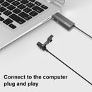 PULUZ USB Clip-on Wired Lapel Mic Recording Microphone Lavalier Silent Condenser Microphone (Black)