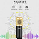 PULUZ Condenser Microphone Studio Broadcast Professional Singing Microphone Kits with Suspension Scissor Arm & Metal Shock Mount & USB Sound Card, Power By 48V(Gold)