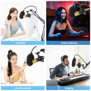 PULUZ Condenser Microphone Studio Broadcast Professional Singing Microphone Kits with Suspension Scissor Arm & Metal Shock Mount & USB Sound Card, Power By 48V(Gold)