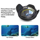 PULUZ 0.7X~0.8X Amplification Optical Fisheye Lens Shade Wide Angle Dome Port Lens for Underwater Housings (67mm Round Adapter) , 60m Underwater Depth