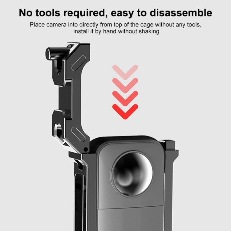 For Insta360 X3 PULUZ Metal Protective Cage Rig Housing Frame with Expand Cold Shoe Base & Tripod Adapter (Black)
