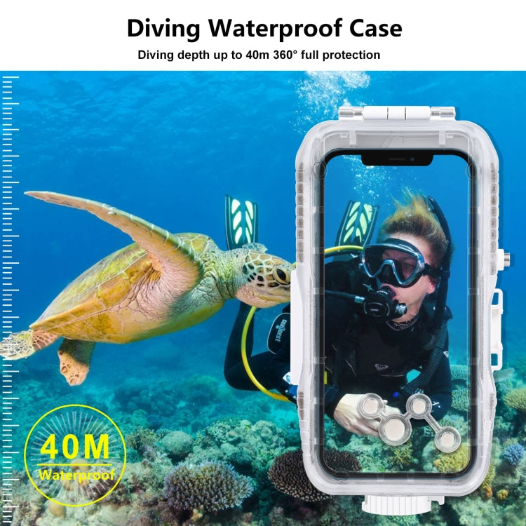 PULUZ 40m/130ft Waterproof Diving Case for iPhone 13 Pro Max / 12 Pro Max / 11 Pro Max, Photo Video Taking Underwater Housing Cover(White)