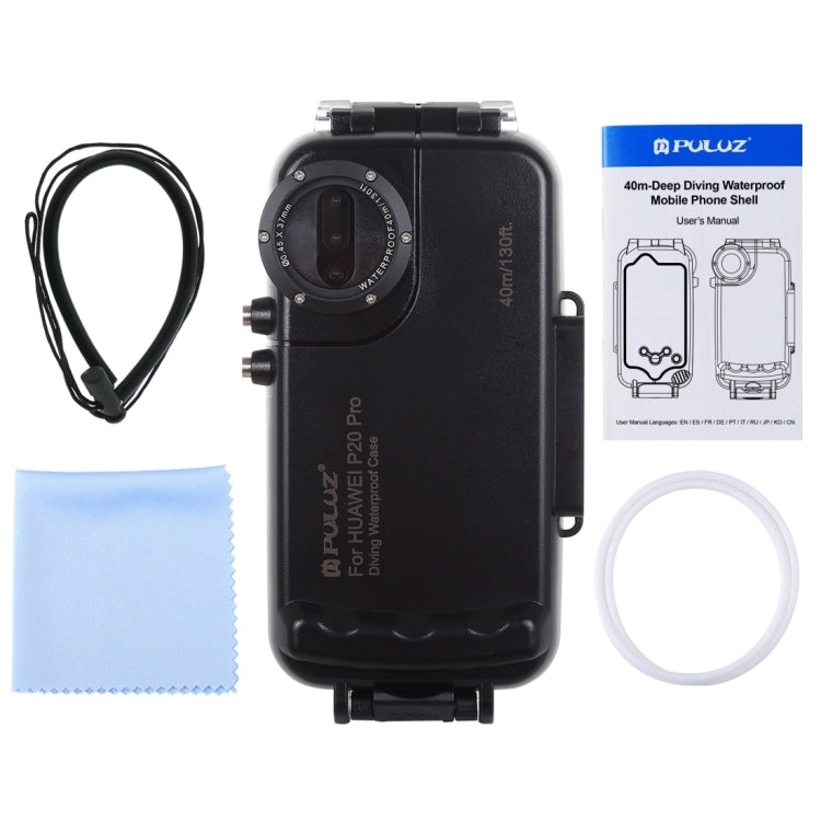 PULUZ PULUZ 40m/130ft Waterproof Diving Case for Huawei P20 Pro, Photo Video Taking Underwater Housing Cover(Black)