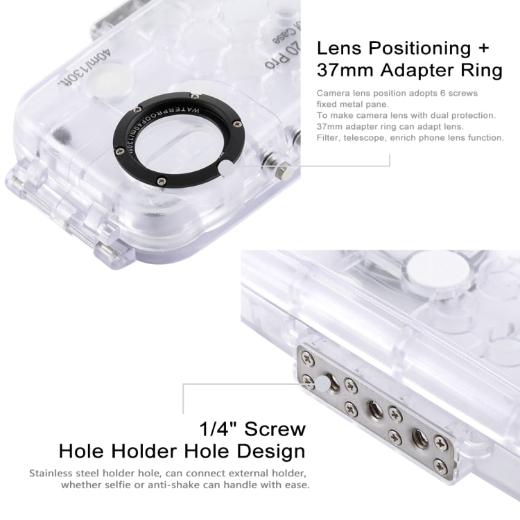 PULUZ PULUZ 40m/130ft Waterproof Diving Case for Huawei P20 Pro, Photo Video Taking Underwater Housing Cover(Transparent)