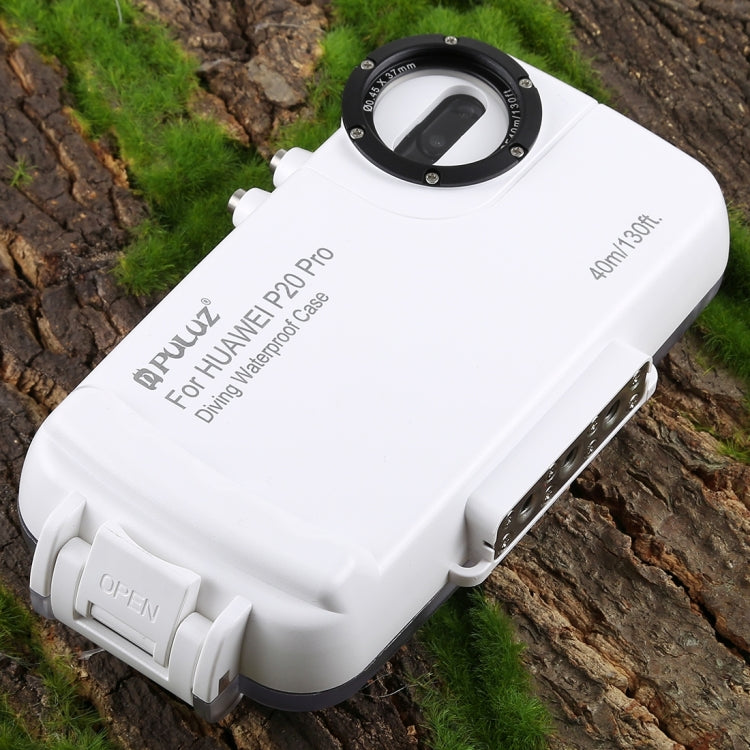 PULUZ PULUZ 40m/130ft Waterproof Diving Case for Huawei P20 Pro, Photo Video Taking Underwater Housing Cover(White)