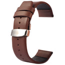 Kakapi for Apple Watch 42mm Subtle Texture Double Buckle Genuine Leather Watch Band, Only Used in Conjunction with Connectors (S-AW-3293)(Coffee)