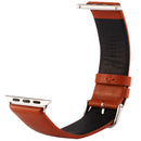 Kakapi for Apple Watch 38mm Subtle Texture Classic Buckle Genuine Leather Watch Band with Connector(Brown)