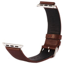 Kakapi for Apple Watch 42mm Subtle Texture Classic Buckle Genuine Leather Watch Band with Connector(Coffee)