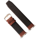 Kakapi for Apple Watch 42mm Subtle Texture Classic Buckle Genuine Leather Watch Band with Connector(Coffee)