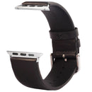 Kakapi for Apple Watch 42mm Subtle Texture Brushed Buckle Genuine Leather Watch Band with Connector(Black)