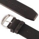 Kakapi for Apple Watch 42mm Subtle Texture Brushed Buckle Genuine Leather Watch Band with Connector(Black)