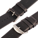 Kakapi for Apple Watch 42mm Subtle Texture Brushed Buckle Genuine Leather Watch Band with Connector(Black)