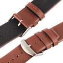 Kakapi for Apple Watch 42mm Subtle Texture Brushed Buckle Genuine Leather Watch Band with Connector(Coffee)