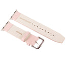 Kakapi for Apple Watch 42mm Subtle Texture Brushed Buckle Genuine Leather Watch Band with Connector(Pink)