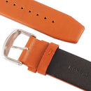 Kakapi for Apple Watch 42mm Subtle Texture Brushed Buckle Genuine Leather Watch Band with Connector(Brown)