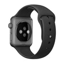For Apple Watch Series 7 41mm / 6 & SE & 5 & 4 40mm / 3 & 2 & 1 38mm High-performance Ordinary & Longer Rubber Sport Watch Band with Pin-and-tuck Closure(Black)