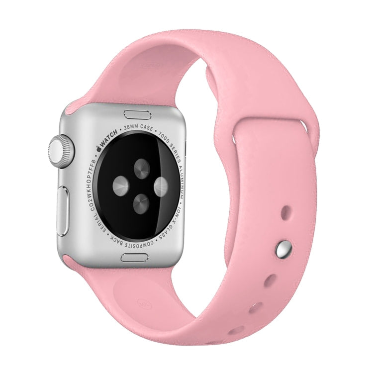 For Apple Watch Series 7 41mm / 6 & SE & 5 & 4 40mm / 3 & 2 & 1 38mm High-performance Ordinary & Longer Rubber Sport Watch Band with Pin-and-tuck Closure(Pink)