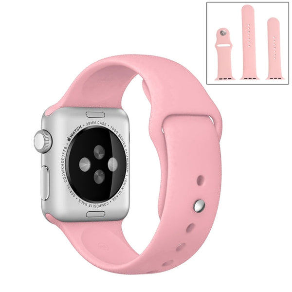 For Apple Watch Series 7 41mm / 6 & SE & 5 & 4 40mm / 3 & 2 & 1 38mm High-performance Ordinary & Longer Rubber Sport Watch Band with Pin-and-tuck Closure(Pink)