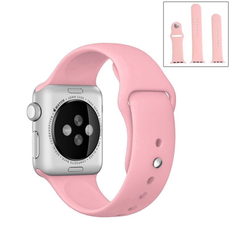 For Apple Watch Series 7 41mm / 6 & SE & 5 & 4 40mm / 3 & 2 & 1 38mm High-performance Ordinary & Longer Rubber Sport Watch Band with Pin-and-tuck Closure(Pink)