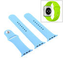 For Apple Watch Series 7 45mm / 6 & SE & 5 & 4 44mm / 3 & 2 & 1 42mm High-performance Ordinary & Longer Rubber Sport Watch Band with Pin-and-tuck Closure(Chrysanthemum Blue)
