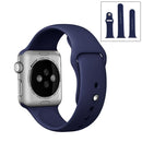 For Apple Watch Series 7 45mm / 6 & SE & 5 & 4 44mm / 3 & 2 & 1 42mm High-performance Ordinary & Longer Rubber Sport Watch Band with Pin-and-tuck Closure(Dark Blue)