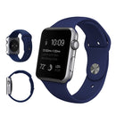 For Apple Watch Series 7 45mm / 6 & SE & 5 & 4 44mm / 3 & 2 & 1 42mm High-performance Ordinary & Longer Rubber Sport Watch Band with Pin-and-tuck Closure(Dark Blue)