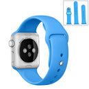 For Apple Watch Series 7 45mm / 6 & SE & 5 & 4 44mm / 3 & 2 & 1 42mm High-performance Ordinary & Longer Rubber Sport Watch Band with Pin-and-tuck Closure(Blue)