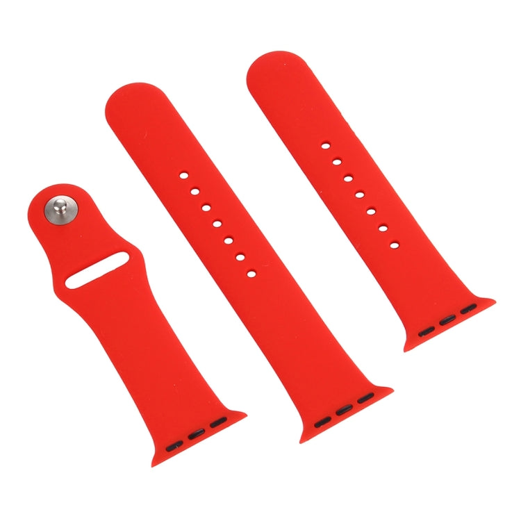 For Apple Watch Series 7 45mm / 6 & SE & 5 & 4 44mm / 3 & 2 & 1 42mm High-performance Ordinary & Longer Rubber Sport Watch Band with Pin-and-tuck Closure(Red)