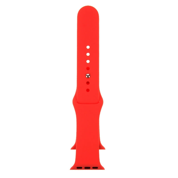 For Apple Watch Series 7 45mm / 6 & SE & 5 & 4 44mm / 3 & 2 & 1 42mm High-performance Ordinary & Longer Rubber Sport Watch Band with Pin-and-tuck Closure(Red)