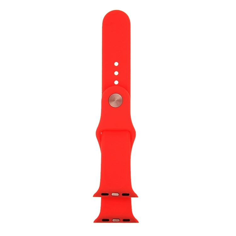 For Apple Watch Series 7 45mm / 6 & SE & 5 & 4 44mm / 3 & 2 & 1 42mm High-performance Ordinary & Longer Rubber Sport Watch Band with Pin-and-tuck Closure(Red)