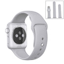 For Apple Watch Series 7 45mm / 6 & SE & 5 & 4 44mm / 3 & 2 & 1 42mm High-performance Ordinary & Longer Rubber Sport Watch Band with Pin-and-tuck Closure(Silver)