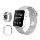 For Apple Watch Series 7 45mm / 6 & SE & 5 & 4 44mm / 3 & 2 & 1 42mm High-performance Ordinary & Longer Rubber Sport Watch Band with Pin-and-tuck Closure(Silver)