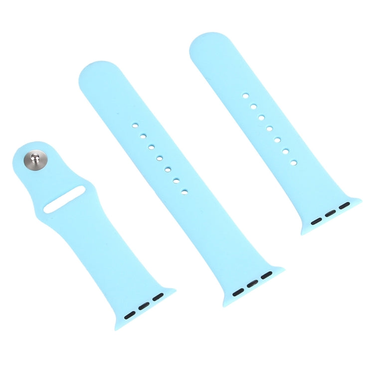 For Apple Watch Series 7 45mm / 6 & SE & 5 & 4 44mm / 3 & 2 & 1 42mm High-performance Ordinary & Longer Rubber Sport Watch Band with Pin-and-tuck Closure(Baby Blue)