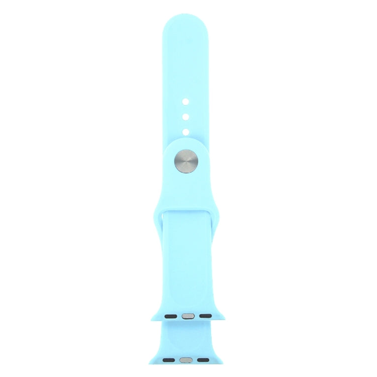 For Apple Watch Series 7 45mm / 6 & SE & 5 & 4 44mm / 3 & 2 & 1 42mm High-performance Ordinary & Longer Rubber Sport Watch Band with Pin-and-tuck Closure(Baby Blue)