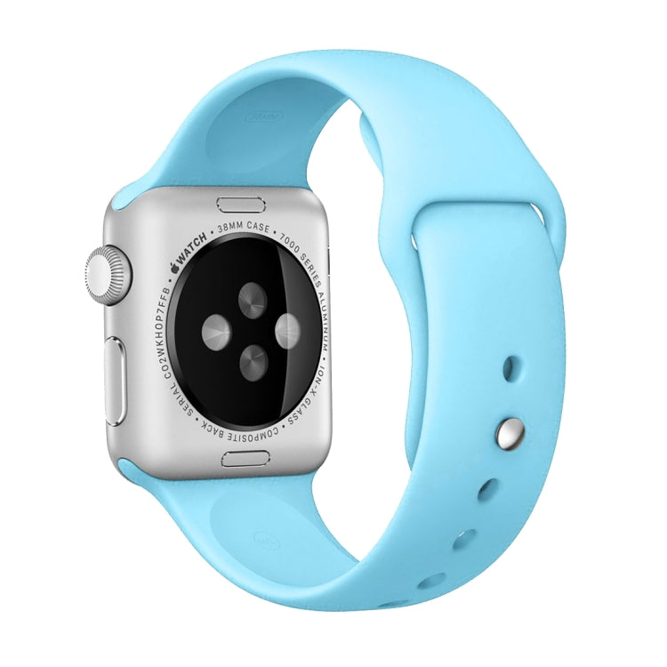 For Apple Watch Series 7 45mm / 6 & SE & 5 & 4 44mm / 3 & 2 & 1 42mm High-performance Ordinary & Longer Rubber Sport Watch Band with Pin-and-tuck Closure(Baby Blue)