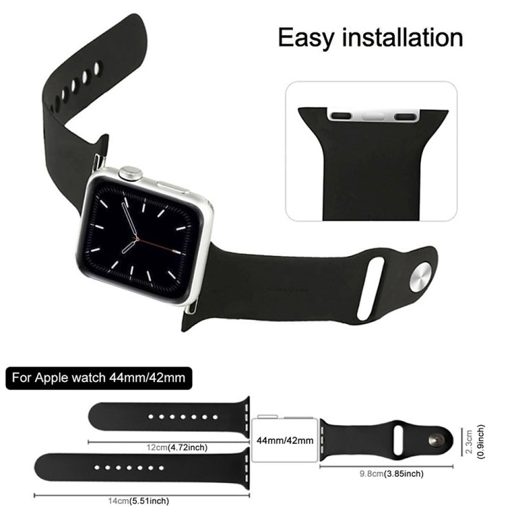 For Apple Watch Series 7 45mm / 6 & SE & 5 & 4 44mm / 3 & 2 & 1 42mm High-performance Ordinary & Longer Rubber Sport Watch Band with Pin-and-tuck Closure(Baby Blue)