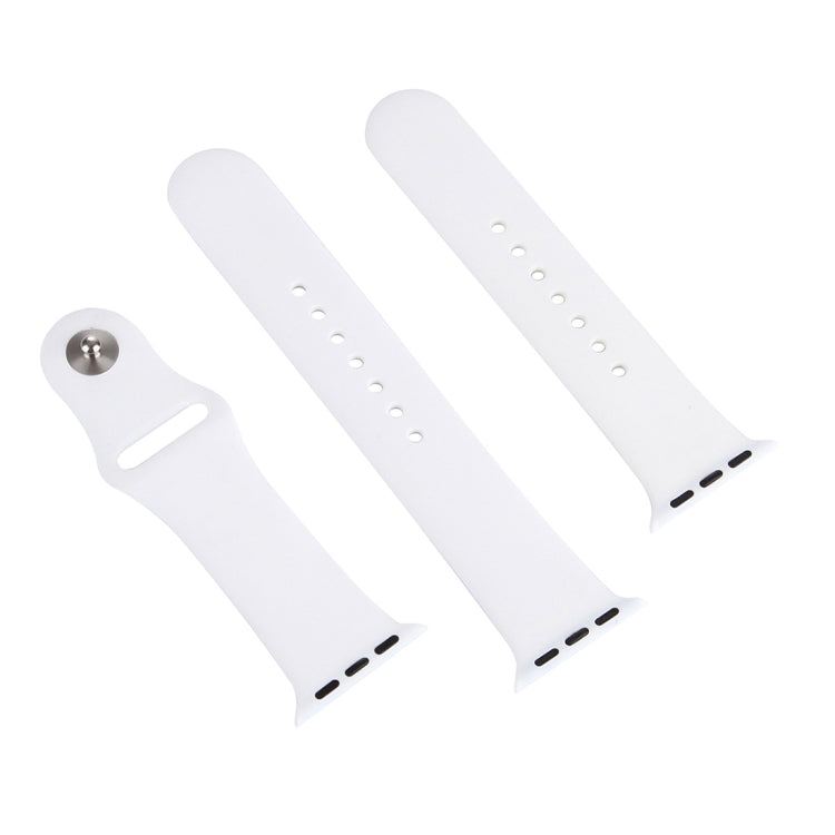 For Apple Watch Series 7 45mm / 6 & SE & 5 & 4 44mm / 3 & 2 & 1 42mm High-performance Ordinary & Longer Rubber Sport Watch Band with Pin-and-tuck Closure(White)