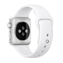 For Apple Watch Series 7 45mm / 6 & SE & 5 & 4 44mm / 3 & 2 & 1 42mm High-performance Ordinary & Longer Rubber Sport Watch Band with Pin-and-tuck Closure(White)