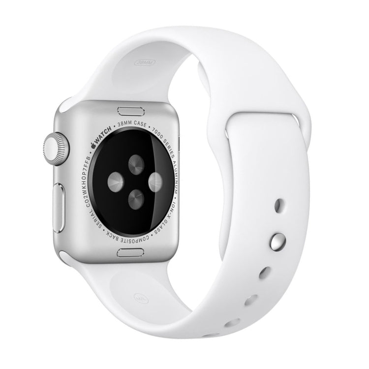 For Apple Watch Series 7 45mm / 6 & SE & 5 & 4 44mm / 3 & 2 & 1 42mm High-performance Ordinary & Longer Rubber Sport Watch Band with Pin-and-tuck Closure(White)