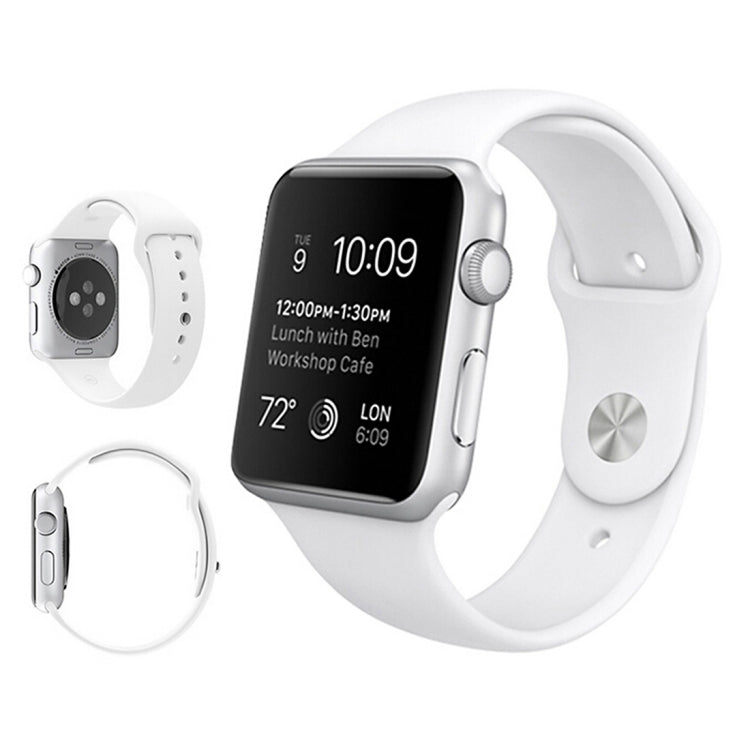 For Apple Watch Series 7 45mm / 6 & SE & 5 & 4 44mm / 3 & 2 & 1 42mm High-performance Ordinary & Longer Rubber Sport Watch Band with Pin-and-tuck Closure(White)